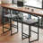 Upholstered Velvet Bar Stools Modern Dining Stools (Black & Gray, Set of 2)-1196671890-1196671891