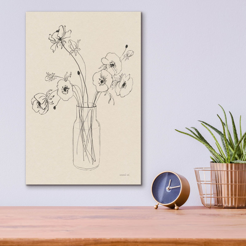 «Sketches Of Spring 1 Beige» par Danhui Nai, art mural en verre acrylique, H 16 po x l 12 po x P 0,13 po