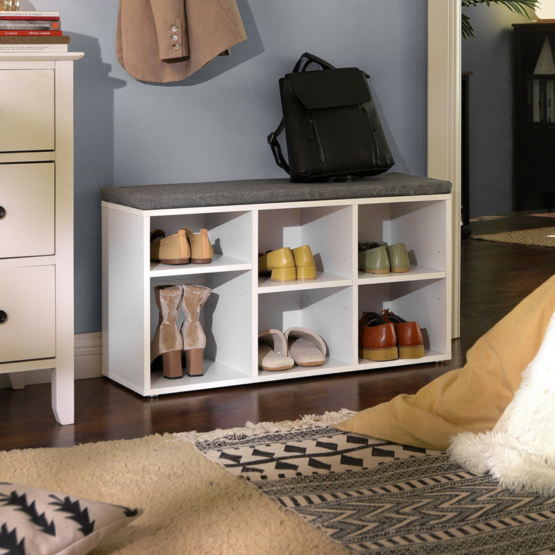 Banc de rangement pour 6 paires de chaussures, Blanc
