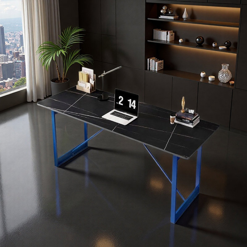 Bureau d'écriture Modern Light, Blanc / noir / bleu, H 29,52 po x l 62,99 po x P 31,49 po