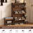 Narrow Shoe Cabinet With Bench & 3 Flip Louvered Doors For Entryway-751163062