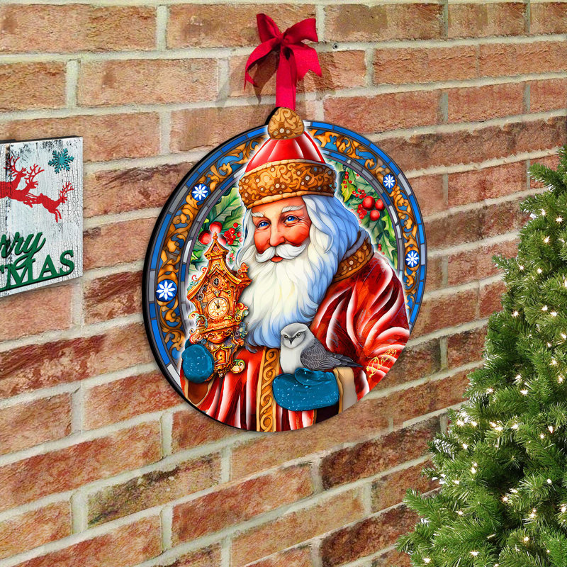Père Noël avec horloge porte de Noël décorative par Debrekht