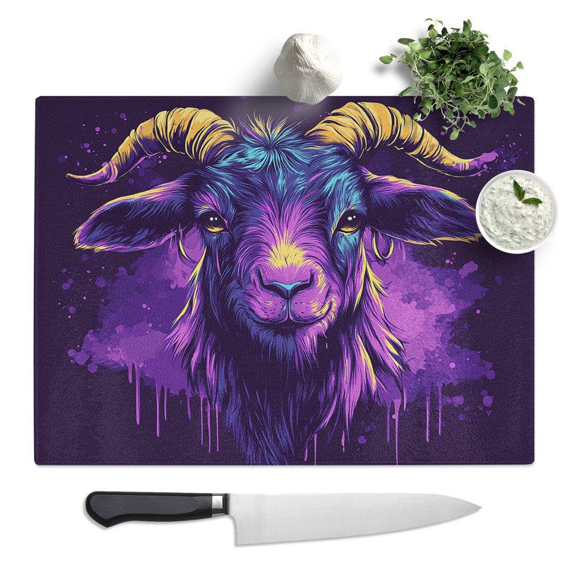 Neon Goat Vol.1  Glass Chopping Board