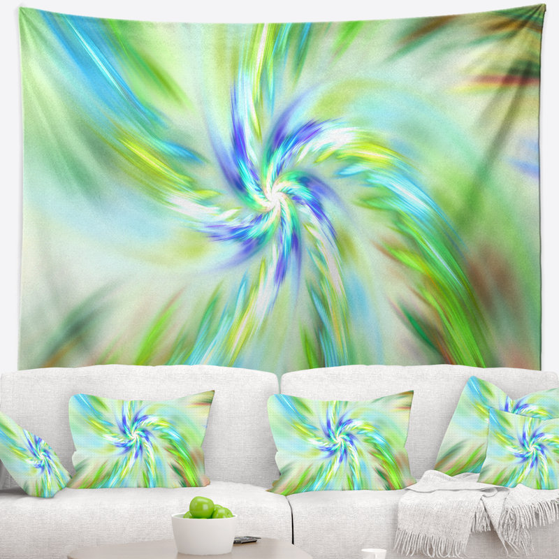Tapisserie fleur d’une fleur de couleur vert en spirale florale, H 32 po x l 39 po