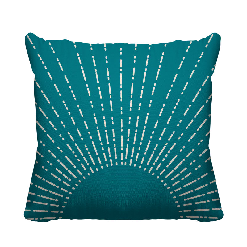 Coussin intérieur / extérieur Sunny Boho Starbusrt, L 19 po x H 19 po, Turquoise