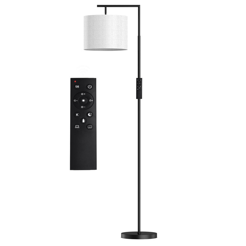 Haileyville 64'' Arched Floor Lamp with Remote Control and Bulb Included, Black