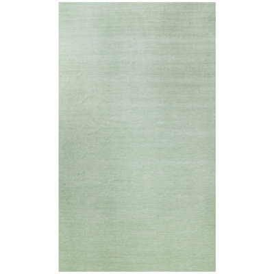 Hand Knotted Wool Area Rug in Light Green