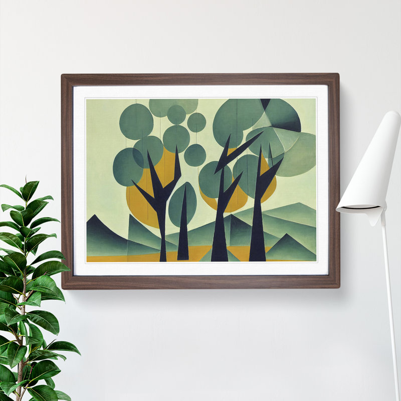 Spellbinding Abstract Trees - Framed Print, 25cm H x 34cm W x 2cm D, Walnut