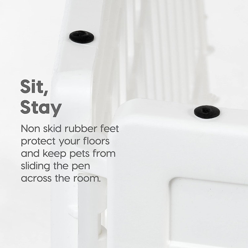 24" 6-Panel Pet Dog Puppy Playpen with Door, For Puppy Small Dogs Keep Pets Secure Easy Assemble Easy Storing Customizable Non-Skid Rubber Feet, White
