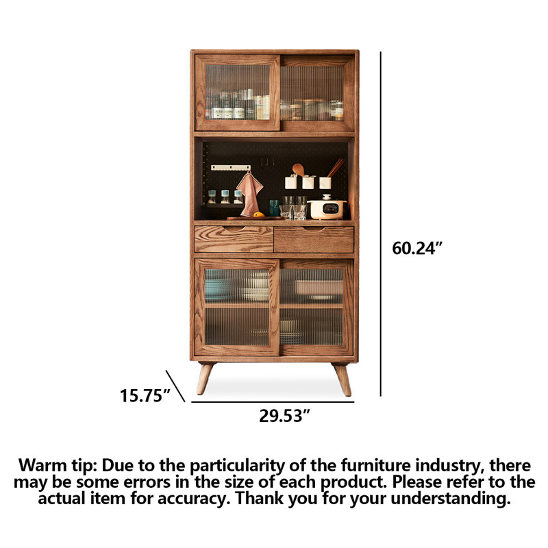Scandinavian Solid Wood Storage Food Cabinet