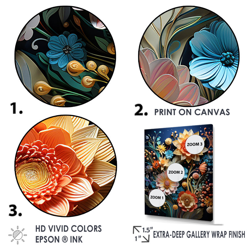 Impression sur toile colorée sur papier botanique coloré I, Cadre naturel flottant, H 44 po x l 34 po x P 1,5 po