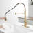 Hands Automatic Smart Faucet - Touchless With Modern Pull Down In Brushed Gold For Convenient Kitchen Use Stainless Steel 2-Inch Sensing Distance &