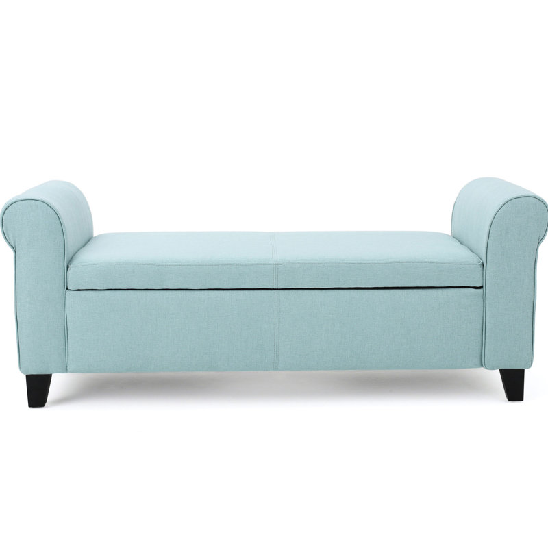 Blue Fabric Storage Bench With Luxurious And Stylish Touch - Ideal For Small Rooms Function Suits Areas