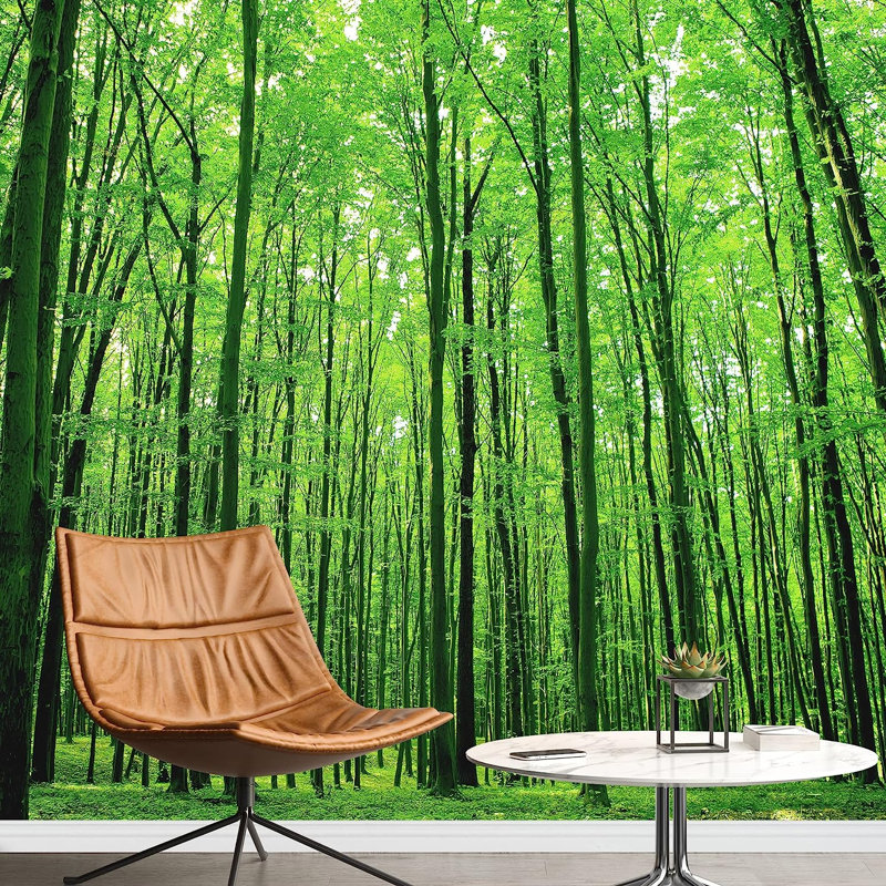 Murale à feuilles vibrantes vert forêt, L 66 po x l 96 po