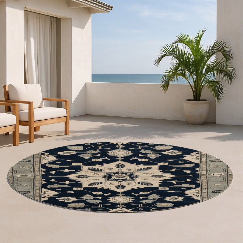 Tapis gris intérieur et extérieur surteint, Rond 5 pi