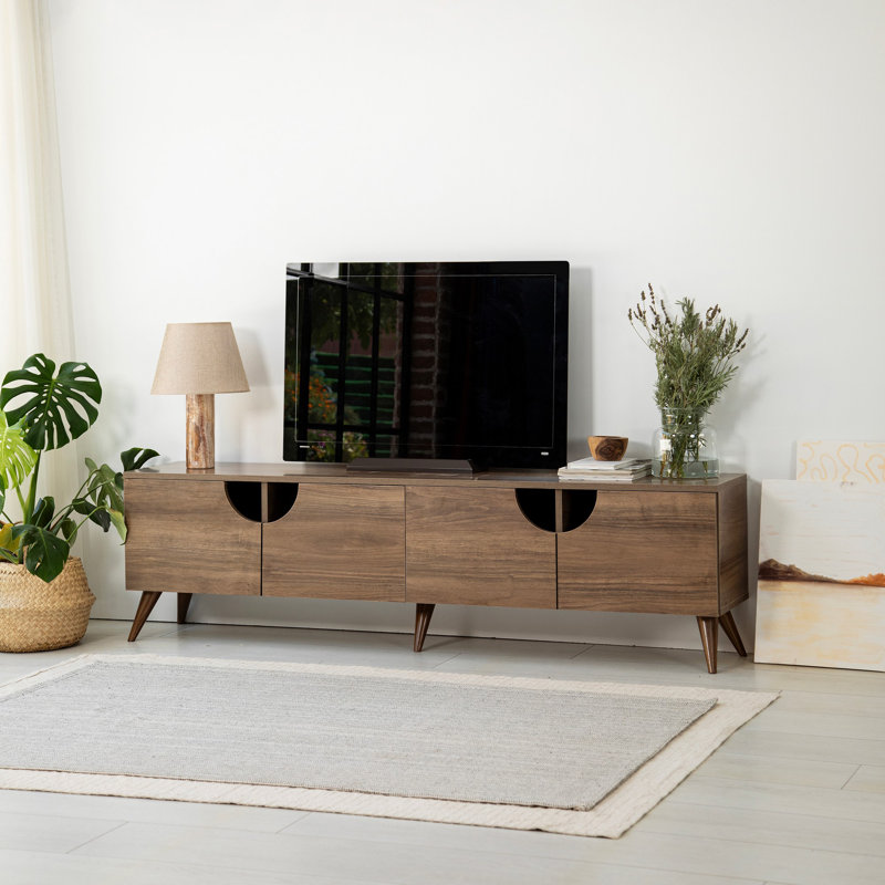 Modern Walnut TV Stand, 70.9 x 19.7 x 13.8 Inches | 100% Melamine Coated Chipboard, Thickness: 0.7 Inches | PVC Edge Bands, Scandinavian Design, Disassembled | Perfect for Living Room Entertainment & Style