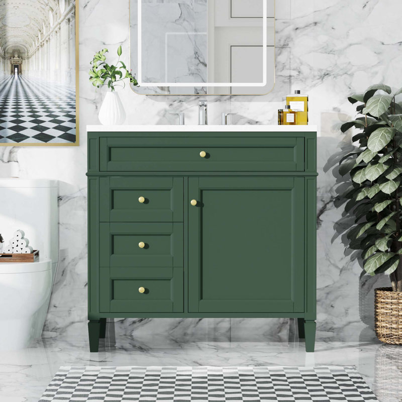 Meuble-lavabo 36 po avec lavabo supérieur, Vert