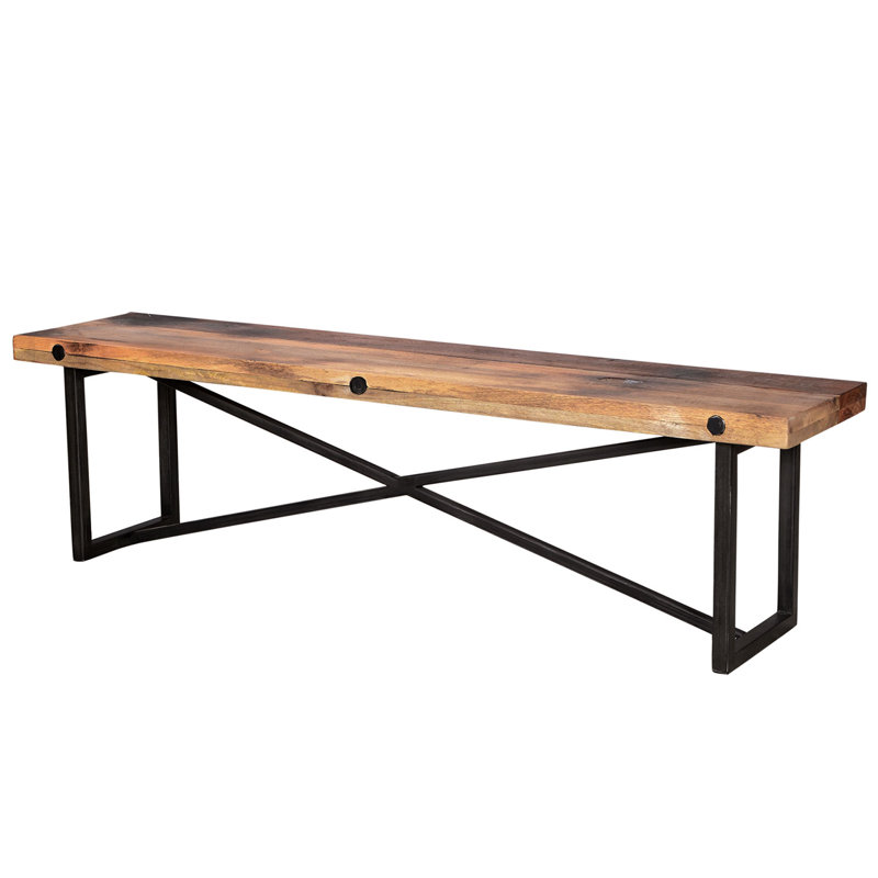 Banc en bois massif Skillman, Noir