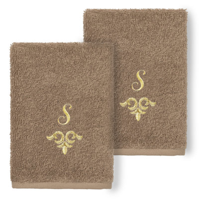 Linum Home Textiles 100% Turkish Cotton MONICA 2PC Embellished Washcloth Set