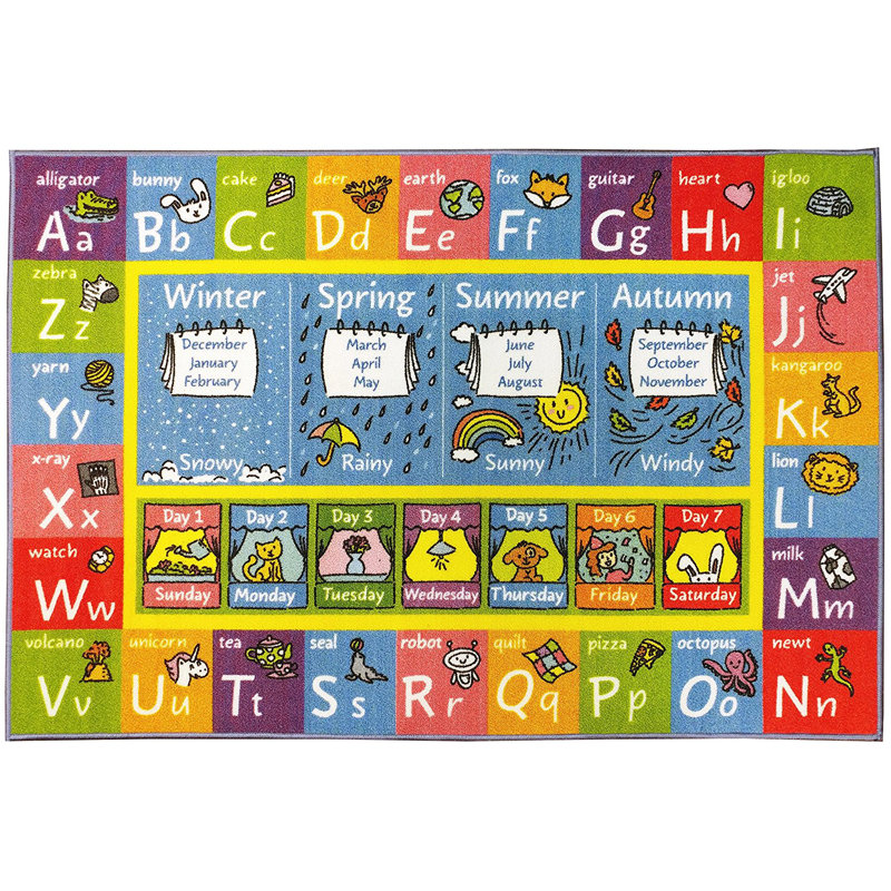 Weranna Kids Rug ABC Alphabet Seasons Months Days Educational Learning Game Carpet Classroom Playroom Mat