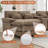 133" Oversized Chenille U Shaped Sectional Sofa with Storage Console Cup Holders and USB-688618759