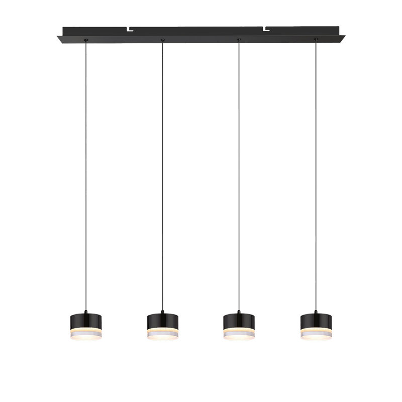 Luminaire suspendu linéaire à 4 lumières pour îlot de cuisine Barnsdall, Noir mat
