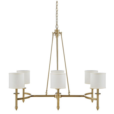Lustre 6 lumières avec abat-jour cylindrique en tissu Voir ci-dessous