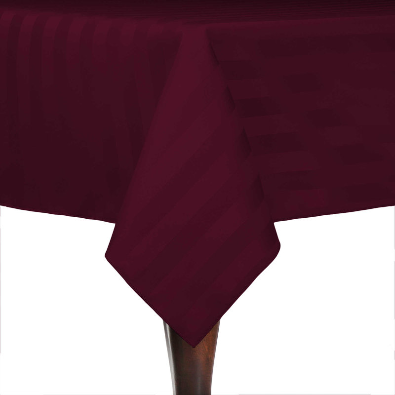 Ultimate Textile Satin Stripe Rectangular Tablecloth, 10, Burgundy, 96" x 54"