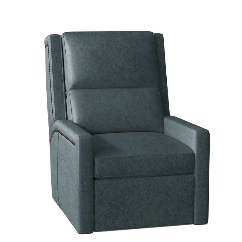 Norman Recliner, Aline Light Grey Genuine Leather, #9 Antique, Push Back