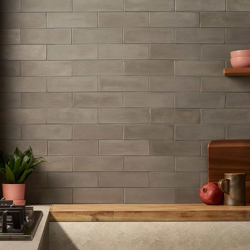 Color One 2x8 Matte Cement Tile, Shadow Gray