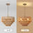 4-Light Dimmable Hand-Woven Rattan Tiered Chandelier-819974144