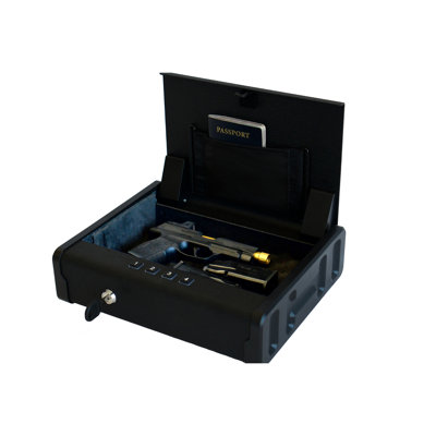 Quick Access Portable Matte Black Steel Safe - 11.33 In. D, 9.15 W, 2.54 H, 11 Lb Weight Quick-access 10.79