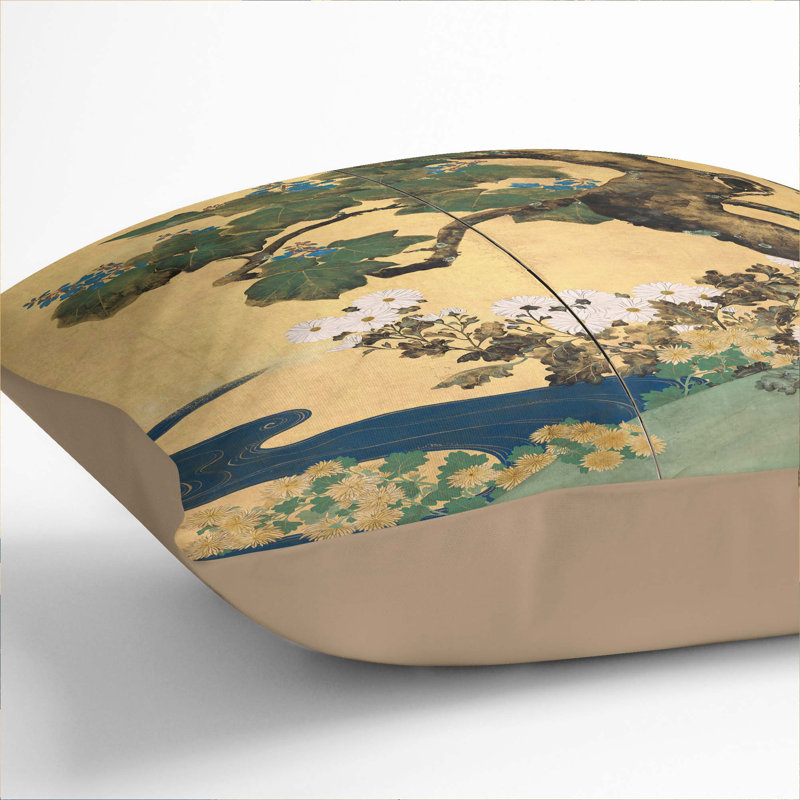Floral Square Throw Cushion, 55cm H x 55cm W x 20cm D, Stone