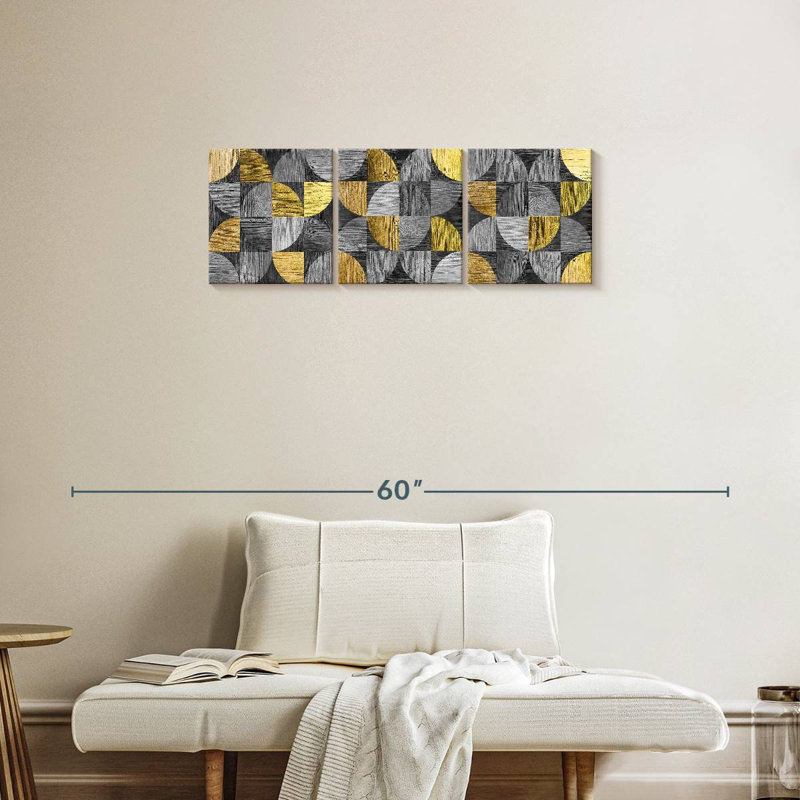 «Abstract Geometric Circles», reproduction sur toile, H 12 po x l 38 po x P 1,25 po