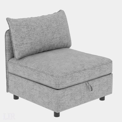 Convertible Armless Modular Sofa Seat with Storage, Flexible Combinations for Living Room, Comfortable and Practical, Sectional