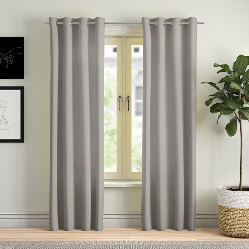 Zoee Eyelet Blackout Curtain, Grey/Brown/Blue, 145cm Width x 245cm Drop