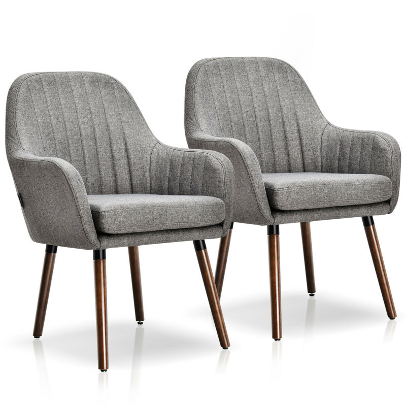 Fauteuil capitonnÃ© Brownett, 24,5 po de largeur, Lin gris