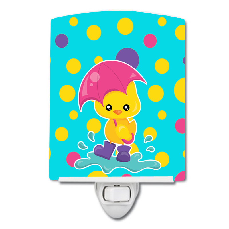 Duck in the Rain on Polka Dots Ceramic Night Light