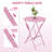 3-Piece Wrought Iron Bistro Set – Folding Cafe Table with 2 Chairs – Anti-Rust, Waterproof Design – Perfect for Small Spaces Indoors and Outdoors, Porch, Lawn, or Balcony, Pink-196520571