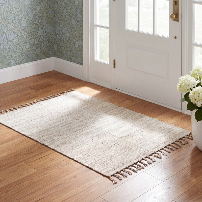 Solid Color Flatweave Recycled P.E.T. Indoor / Outdoor Area Rug, Rectangle 2' x 3', Beige