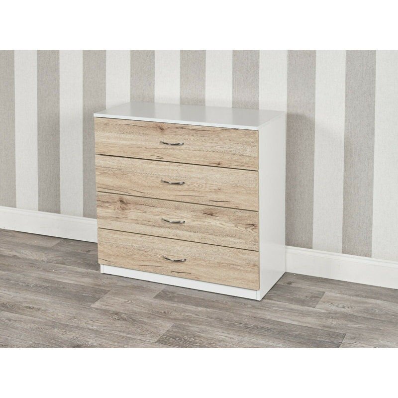 Keeton 75cm W 4 - Drawer Chest of Drawers, White/Oak