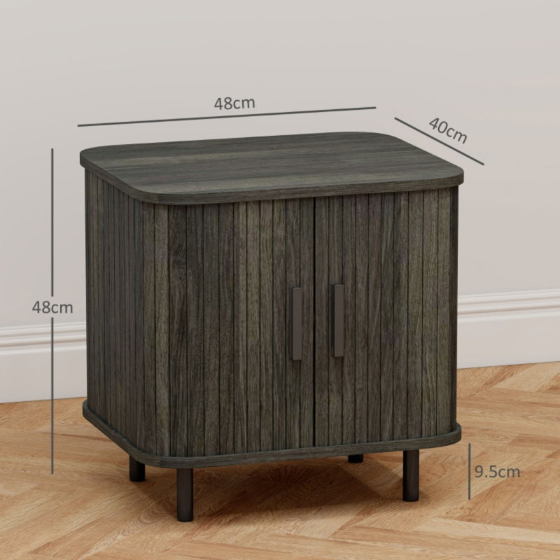48cm W Engineered Wood Bedside Table, Grey