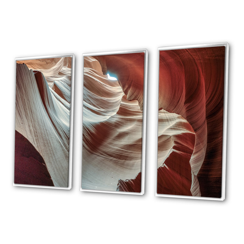 «Antelope Canyons Hollow», ensemble de 3 toiles encadrées, H 28 po x l 36 po x P 1 po, Blanc