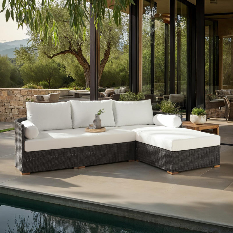 Anguilla Wicker Outdoor Chaise Sectional, Dark Gray
