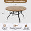 Table de salle à manger d'extérieur ronde durable avec texture grain de bois et trou pour parasol-132917121