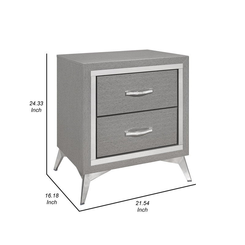 Table de chevet Hoag, Gris / argent