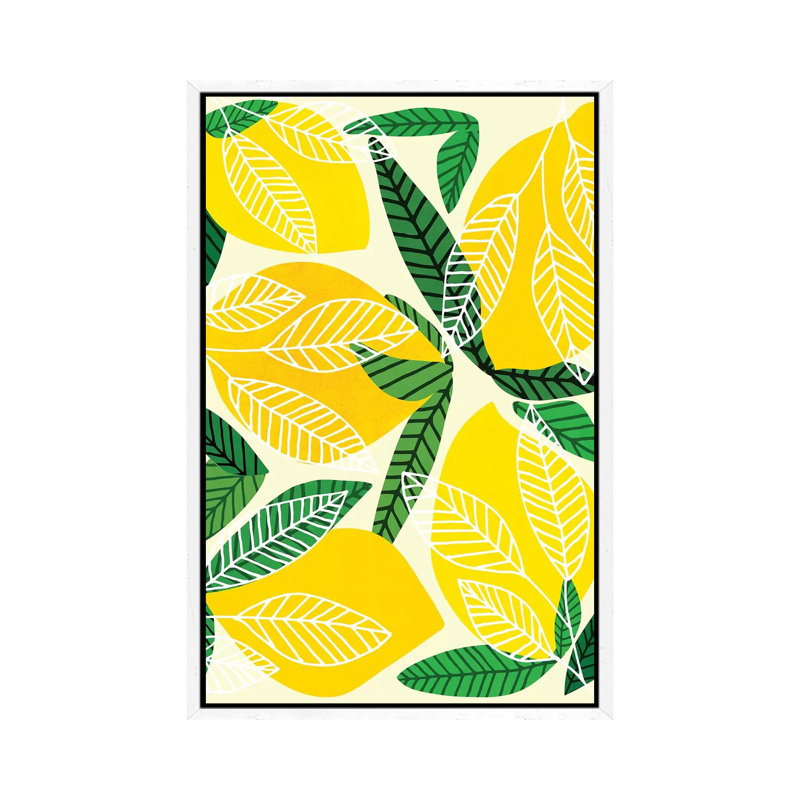 The Lemon Party - Print on Canvas, White Floater Framed, 101.6cm H x 66.04cm W x 3.81cm D