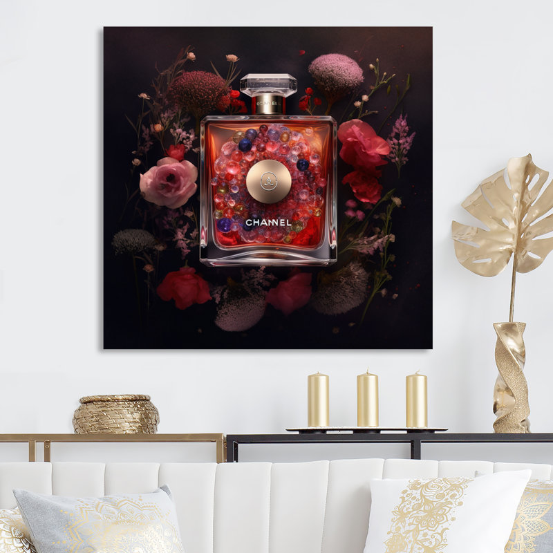 Rose, parfum, élégance parfumée II, impression sur métal, H 29 po x l 29 po x P 1 po