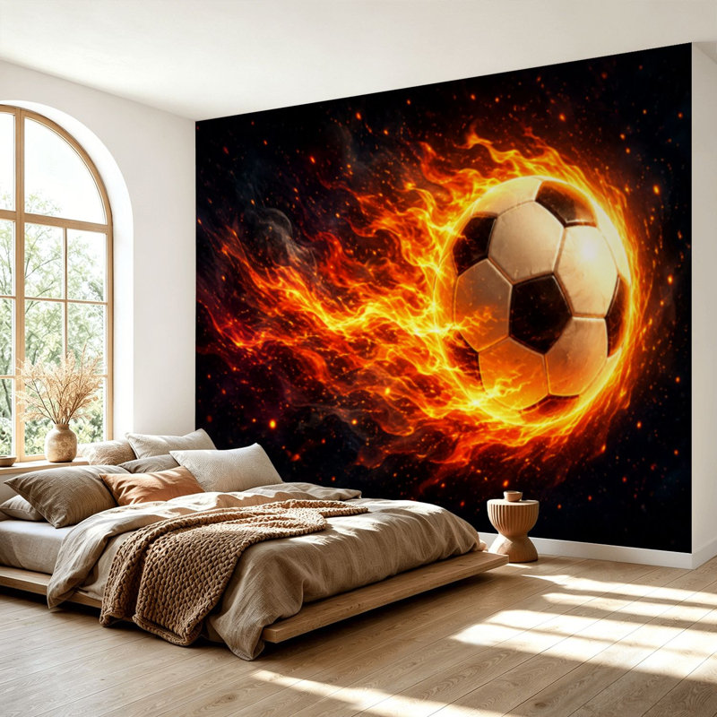 Murale auto-adhésive moderne pour la chambre à coucher Peel and Stick L 69 po x l 96 po avec imprimé ballon de soccer