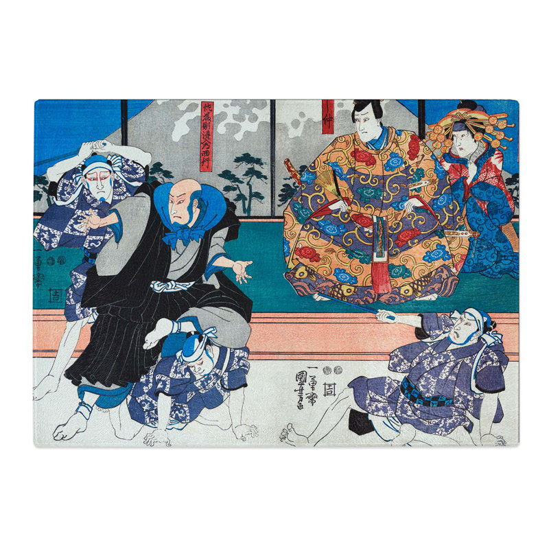 Tempered Glass Sato Norikiyo Nyudo Saigo Yoshinaka by Utagawa Kuniyoshi Chopping Board, 39 cm x 28.5 cm